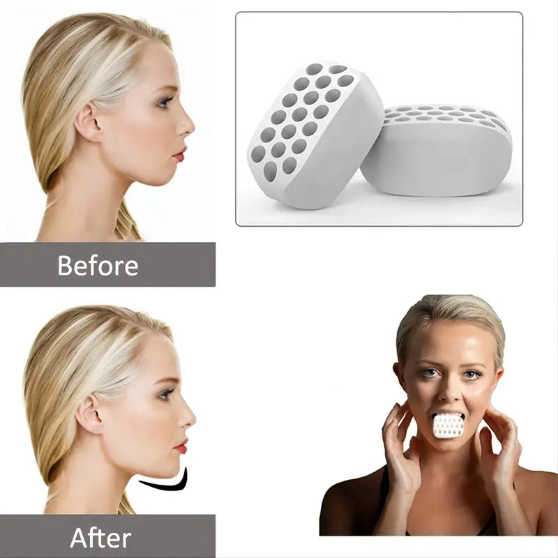 1pc Silicone Chin Trainer Jaw Line Exerciser Jaw Muscle Shaper Training Fitness Anti-Aging Food Grade Silicone Face Chin Cheek