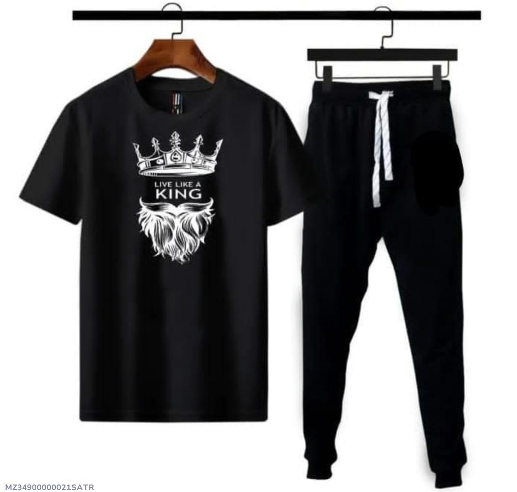 2 pcs Men's Polyester Dri  Fit Printed Track Suit